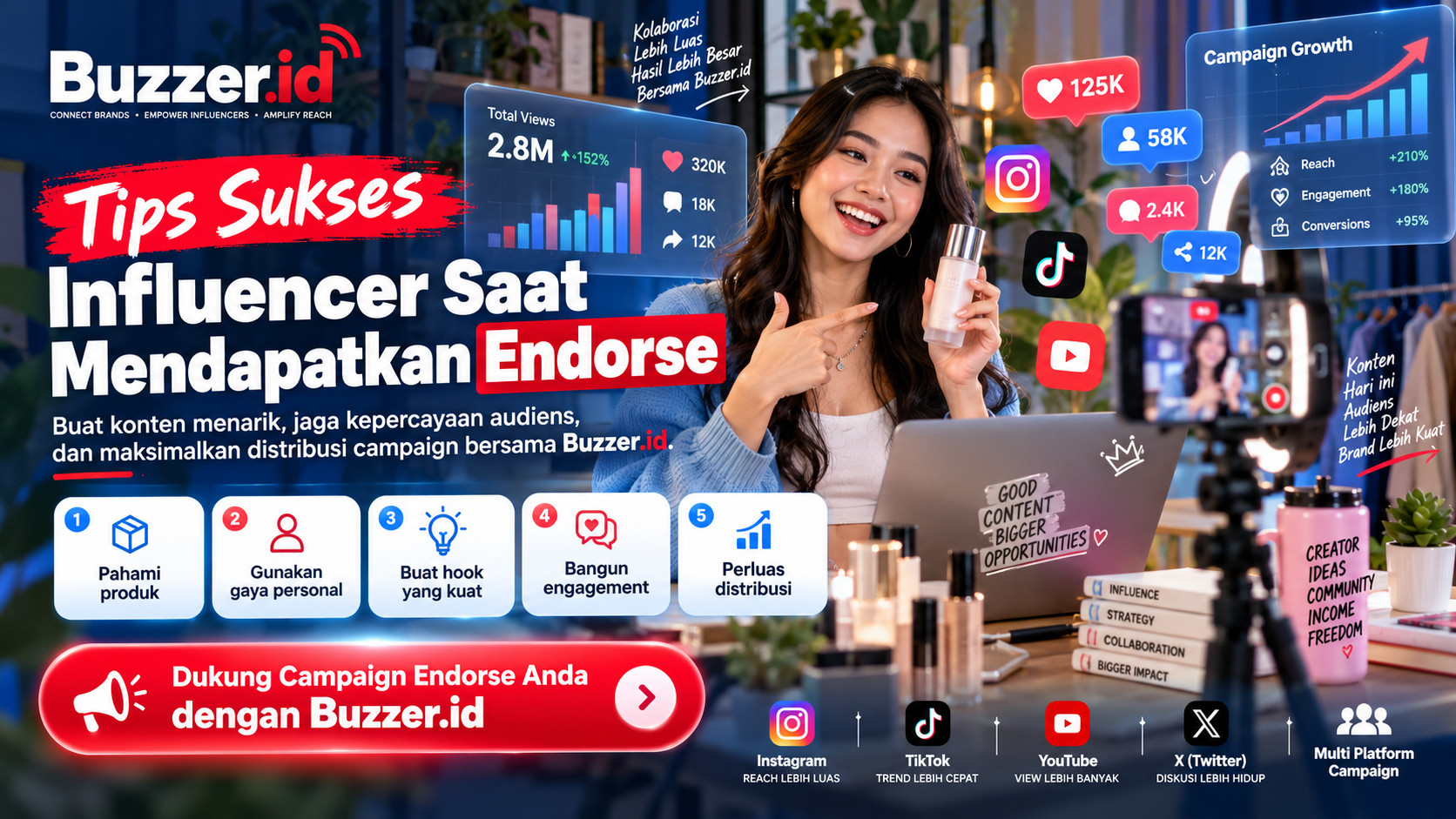 Tips Sukses Menjadi Influencer Saat Mendapatkan Endorse dengan Dukungan Buzzer.id